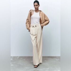 NWT ZARA WOMAN LINEN BLEND PANTS TROUSERS size S